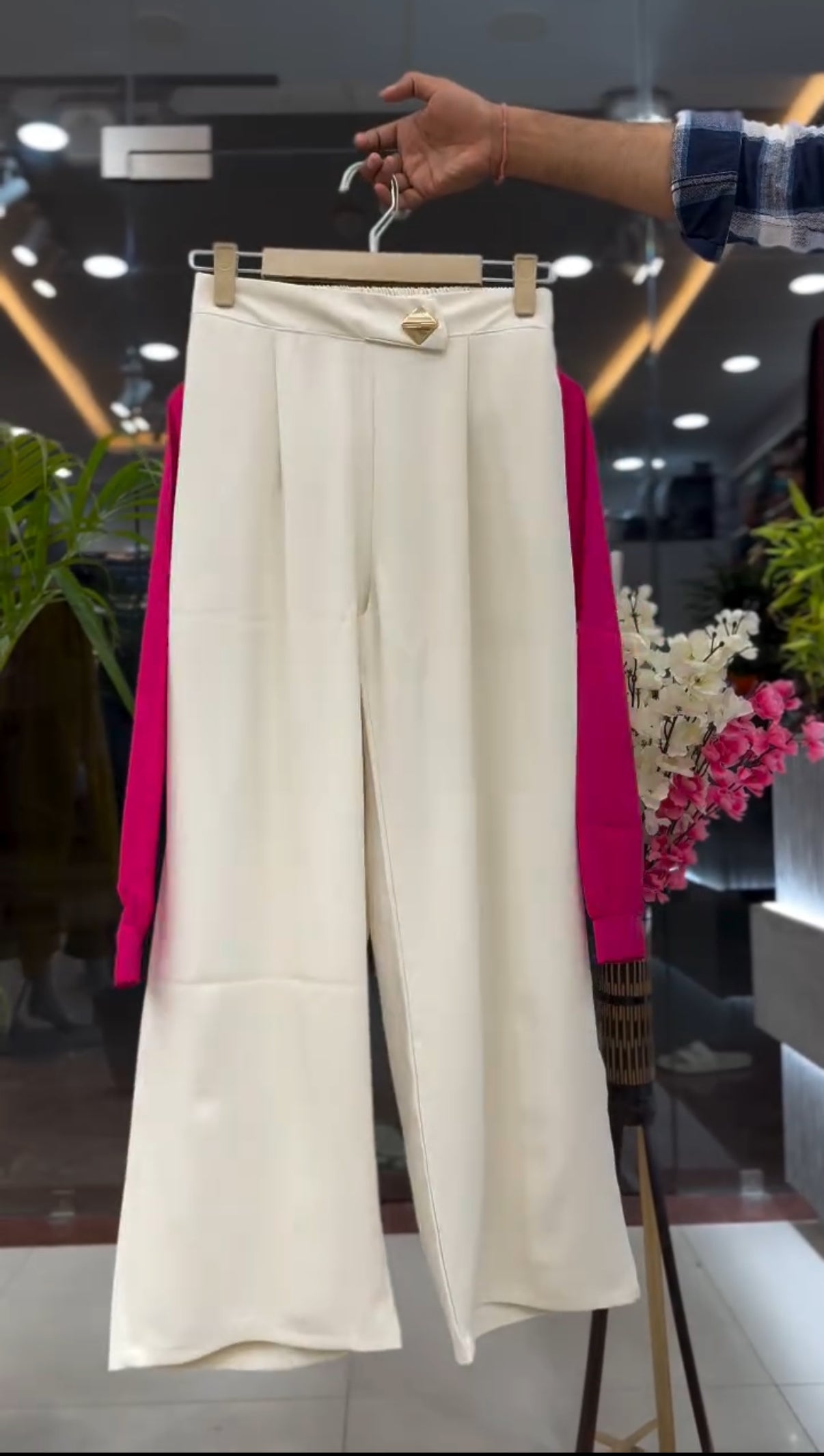 Women’s Asymmetric Pleated Top & High-Rise