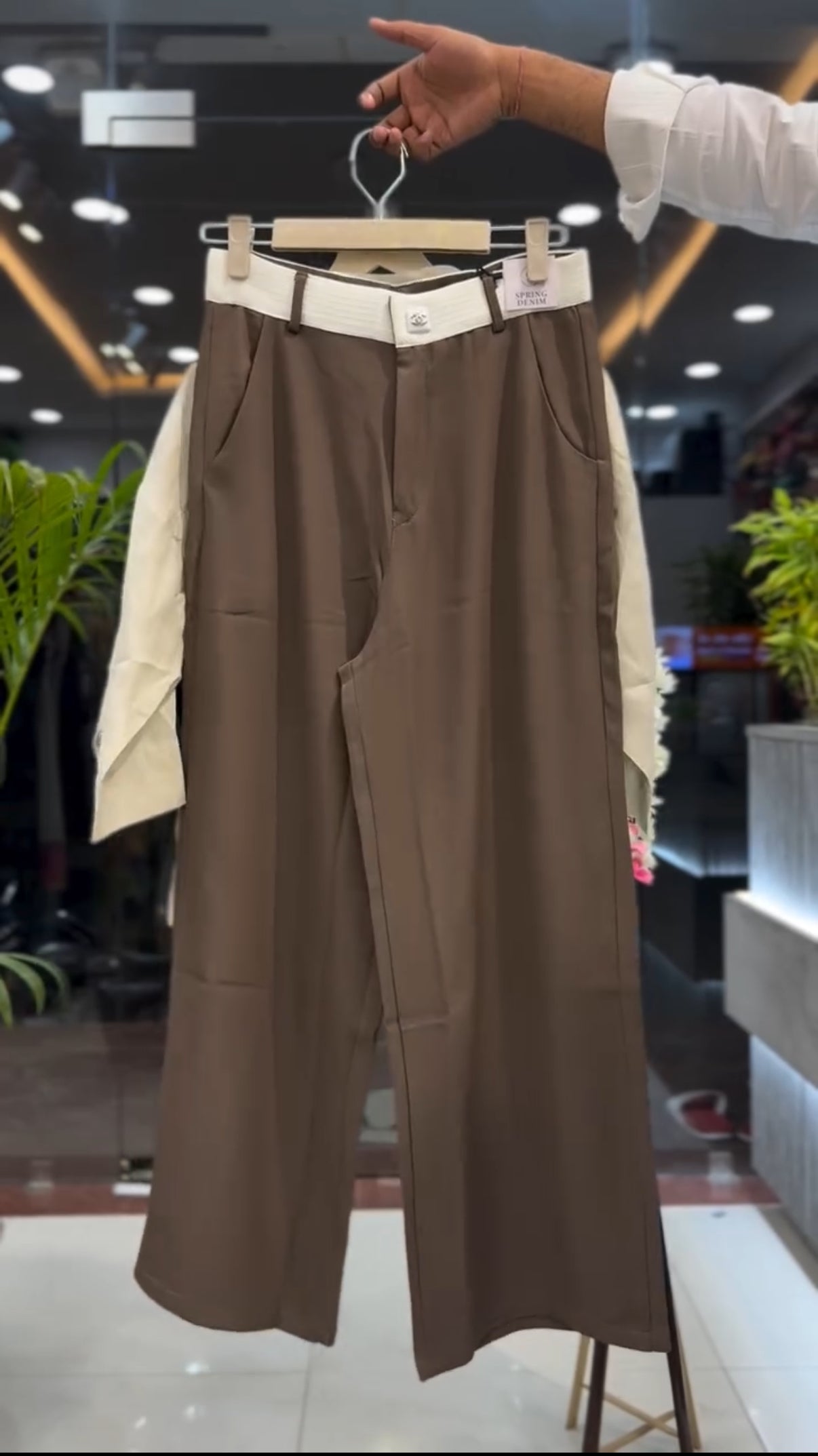 Embroidered Linen Shirt & Contrast-Waist Trousers