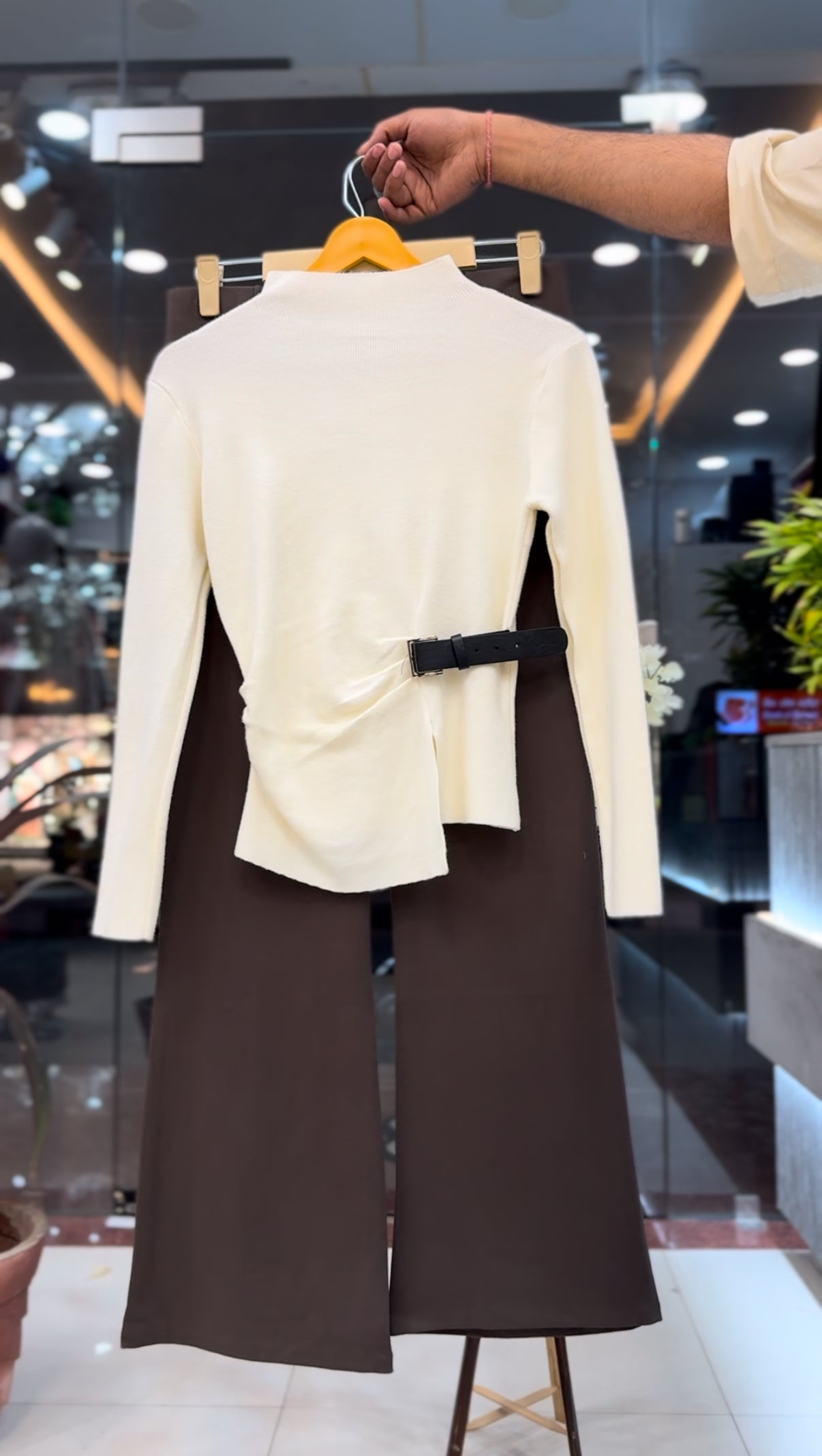 Women’s High-Neck Side-Buckle Top & Bootcut