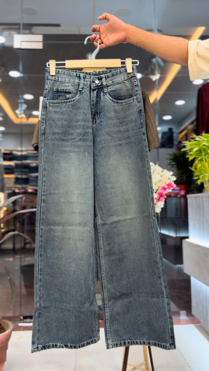 Ombre Knit Top & High-Rise Wide-Leg Jeans