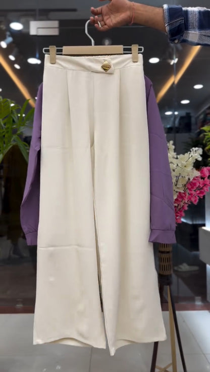 Women’s Asymmetric Pleated Top & High-Rise