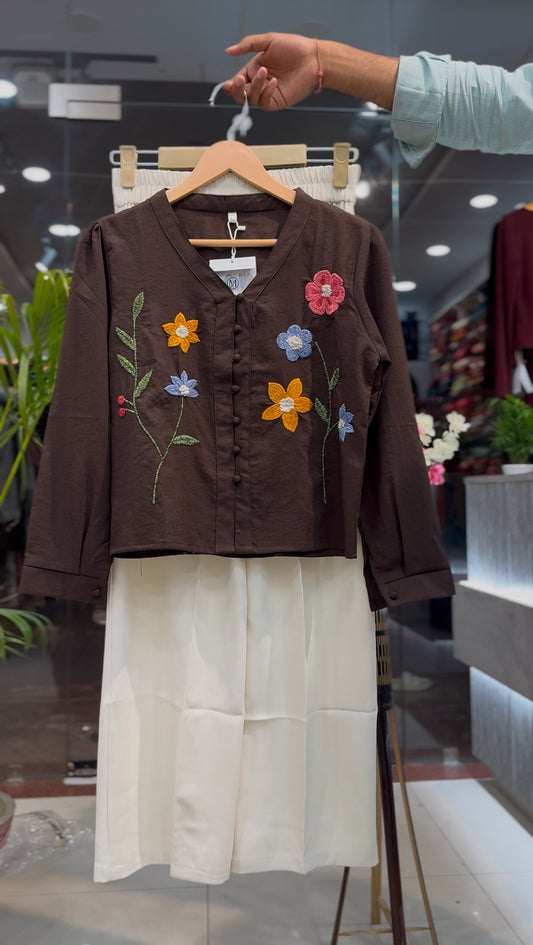 Women’s Floral Print Overshirt & Straight-Leg